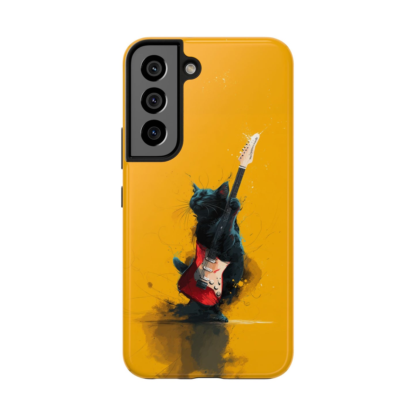 Black Cat Playing Red Guitar Tough Phone Case