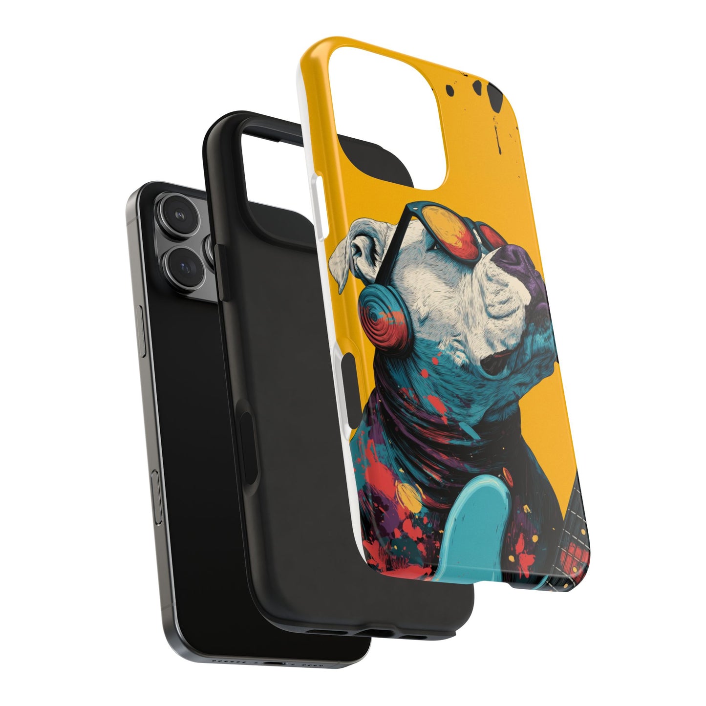 French Bulldog with Orange Sunglasses and Headphones Tough Phone Case