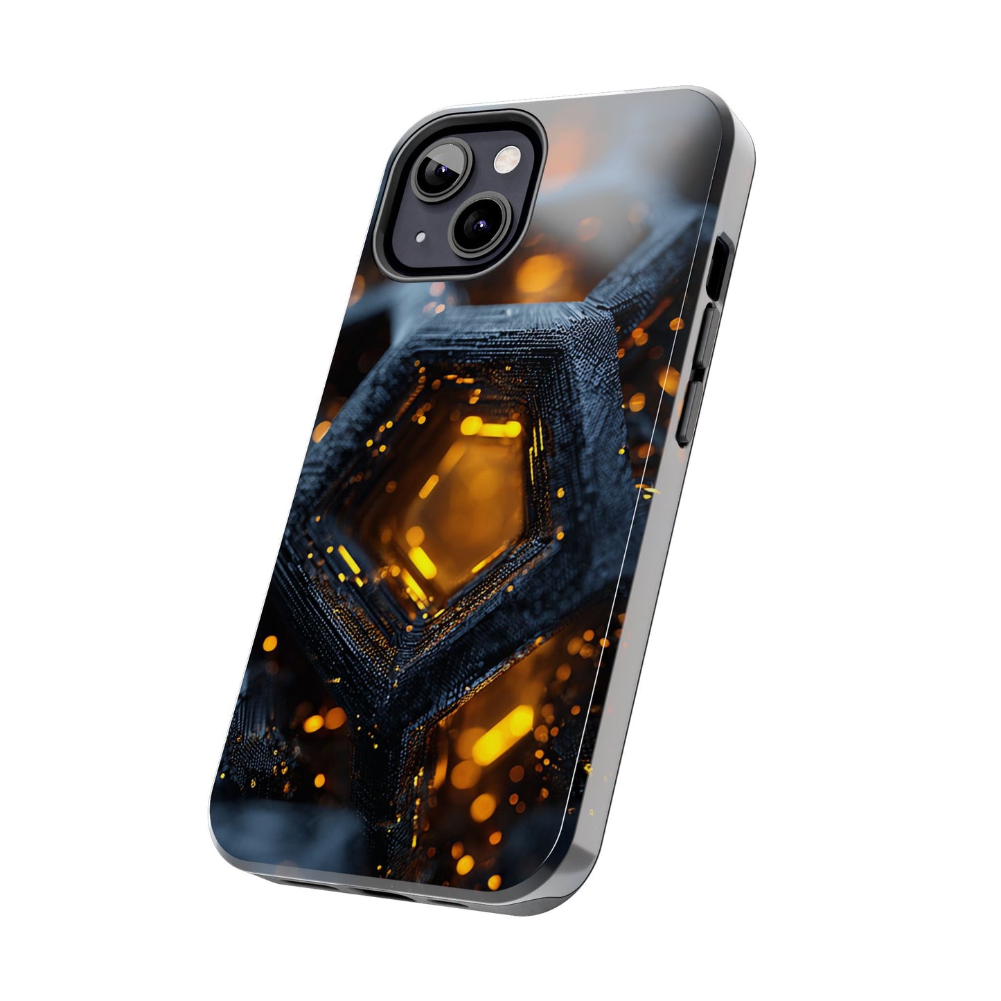Durable phone case with glowing hexagonal framework