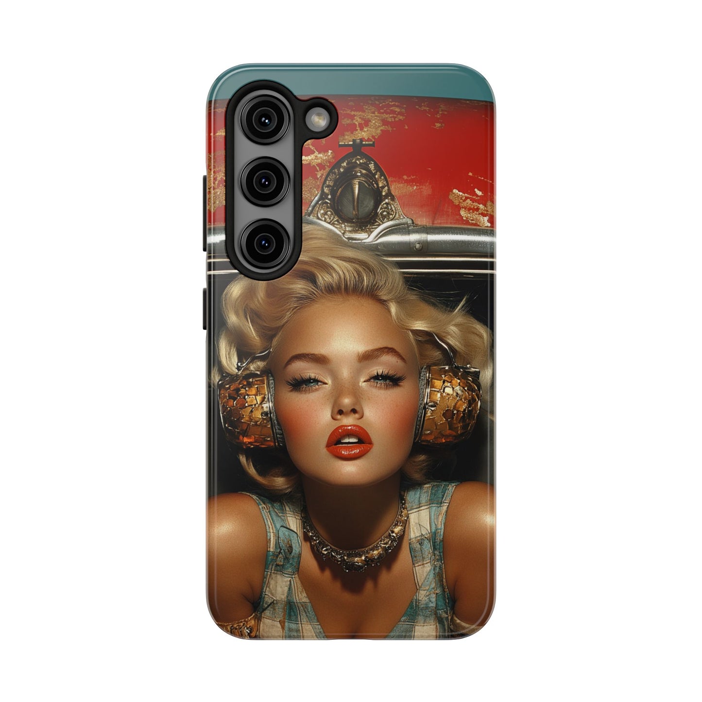 Retro Glam Tough Phone Case - Stylish Protection for Music Lovers