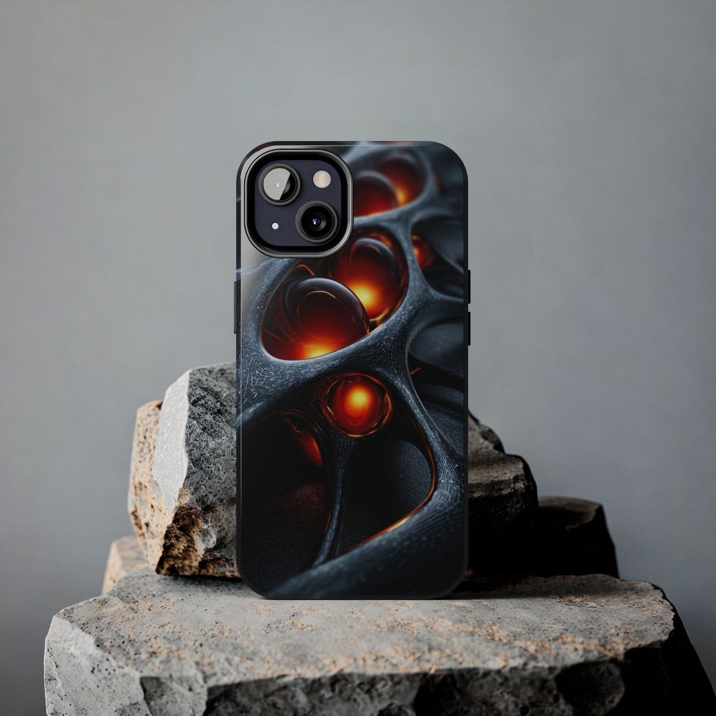 Tough Phone Cases with Fiery Design - Unique Protective Case, Tech Gift, Cyberpunk Aesthetic, Durable Phone Accessory, Trendy Style