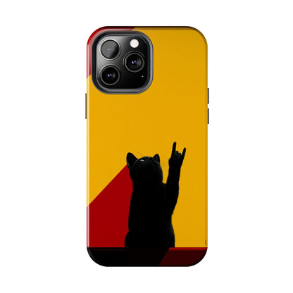 Black Cat Rock Gesture Tough Phone Case