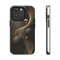 Cosmic Gold Waves Abstract Phone Case – Elegant Black Art