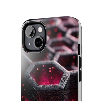 Neon Nexus: Hexwave Hive | Pink Cyber Grid Phone Case by Skipper