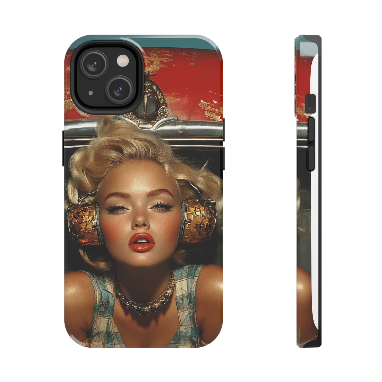 Retro Glam Tough Phone Case - Stylish Protection for Music Lovers