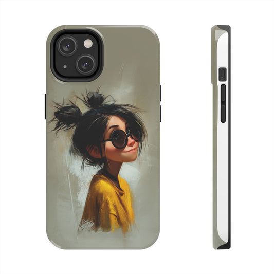 Trendy Tough Phone Case – Stylish Illustrated Girl Design for Fashion Lovers