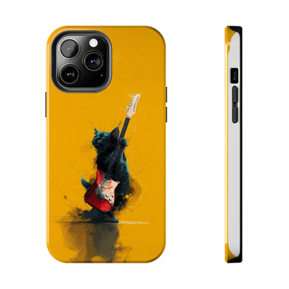Black Cat Playing Red Guitar Tough Phone Case