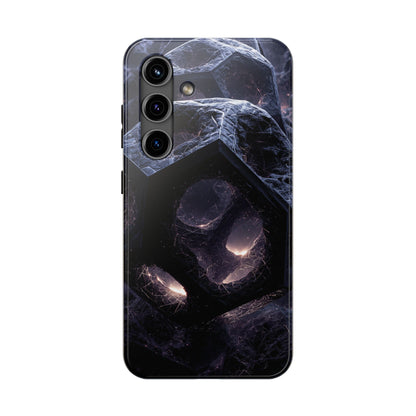 Modern abstract art phone case, dark geometric pattern, premium tough protection for smartphones