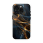 Stylish Tough Phone Case with Golden Swirl Design