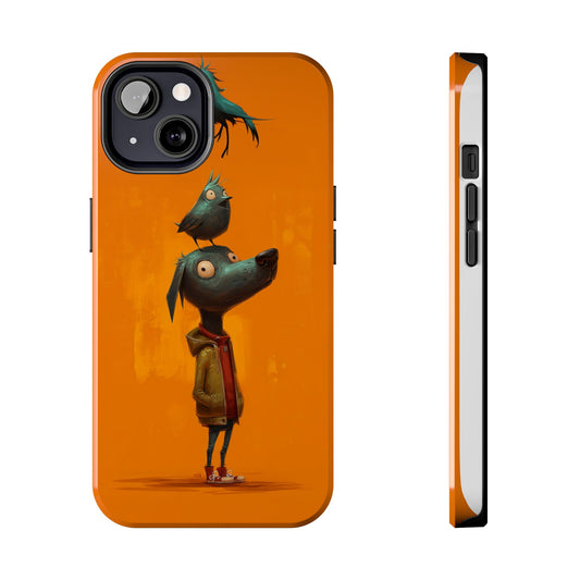 Fun Dog & Bird Tough Phone Cases - Quirky Animal Art for Pet Lovers