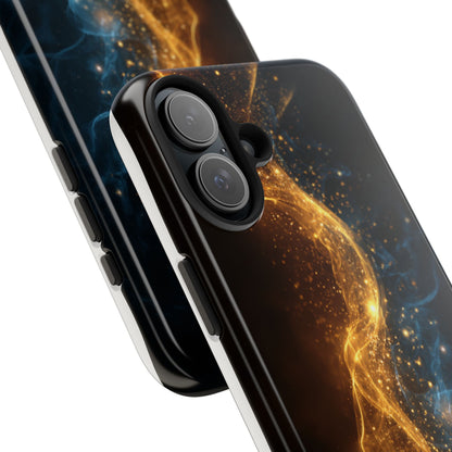 Dynamic Gold and Blue Tough Phone Case - Durable Protection with a Stunning Design