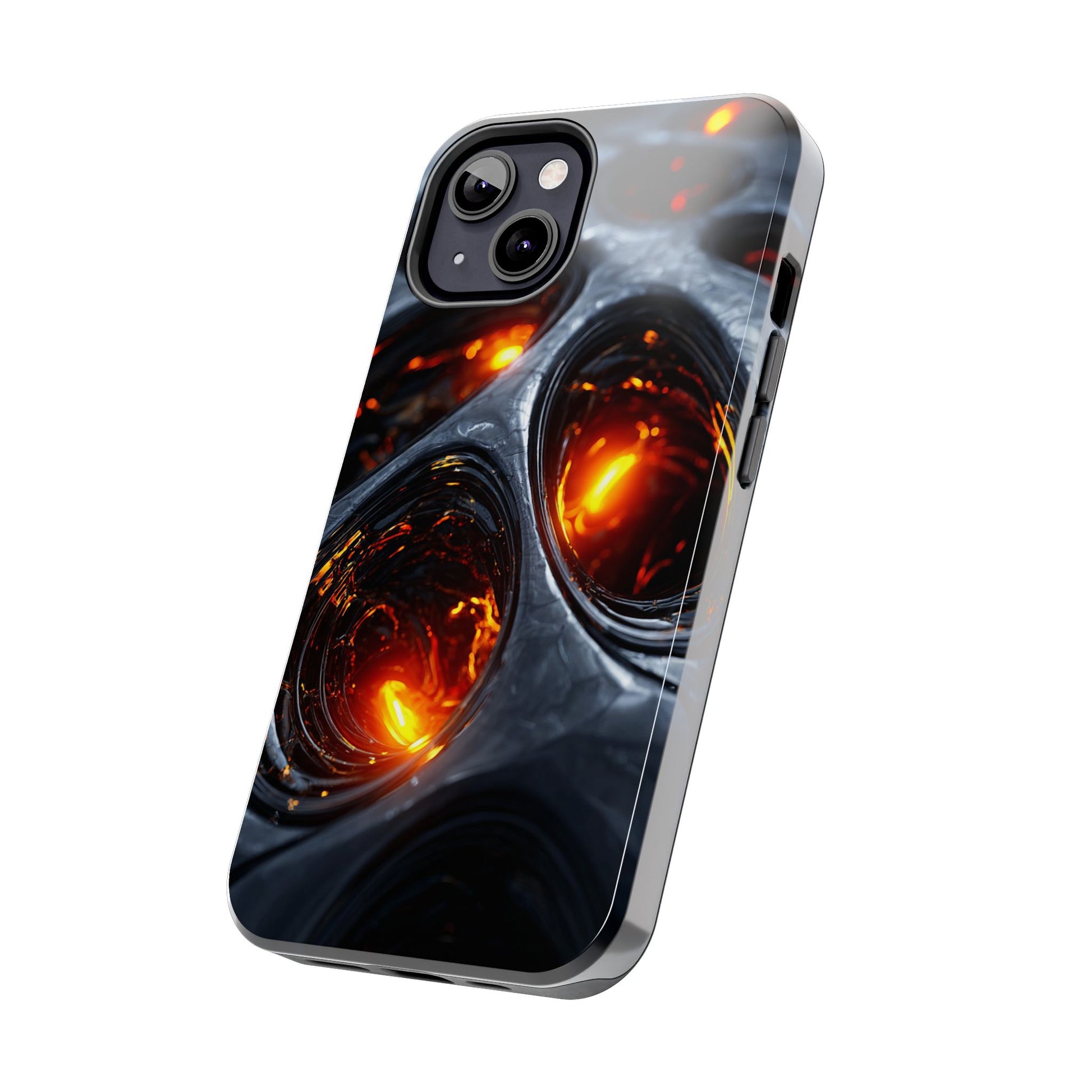 Protective phone case for iPhone and Samsung with lava artwork