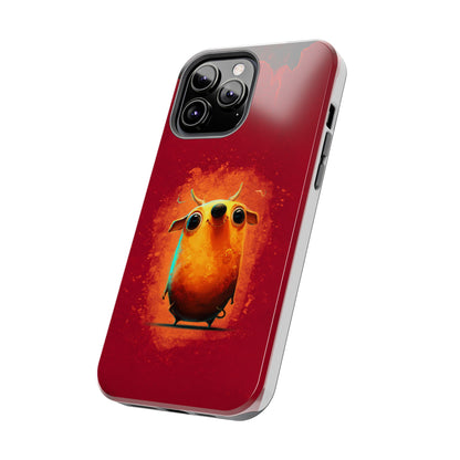 Whimsical Tough Phone Case - Cute Orange Monster Design