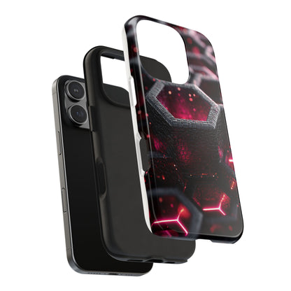 Neon Nexus: Hexwave Hive | Pink Cyber Grid Phone Case by Skipper