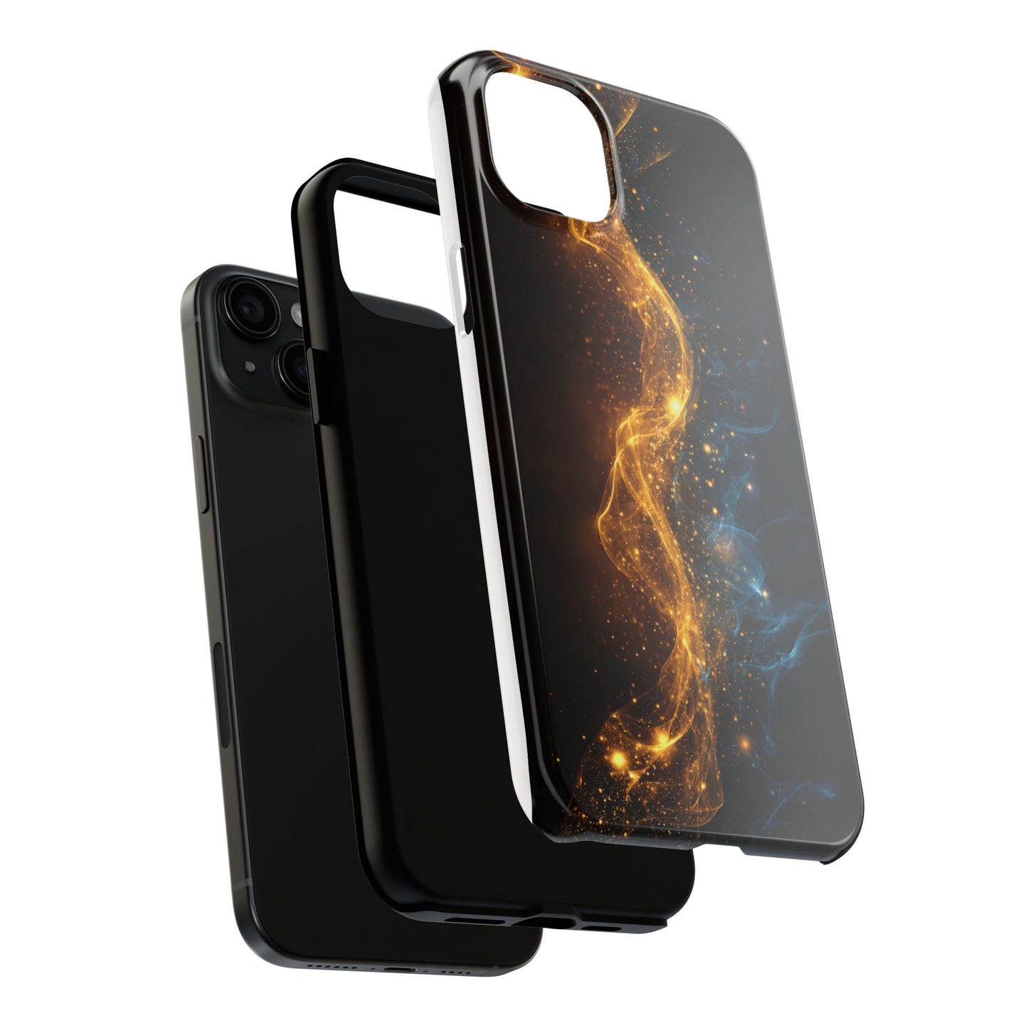 Dynamic Gold and Blue Tough Phone Case - Durable Protection with a Stunning Design