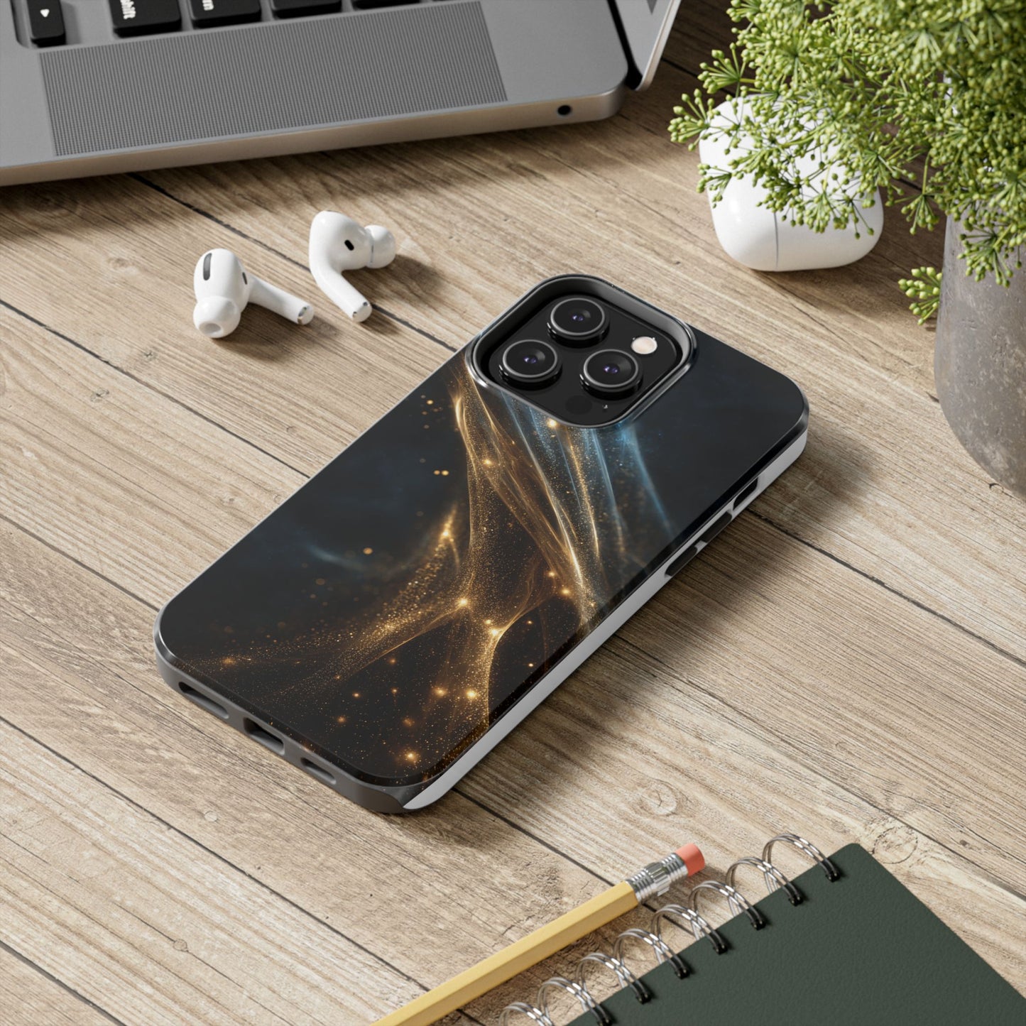 Stunning Gold Swirl Tough Phone Case - Stylish Protection with Elegance