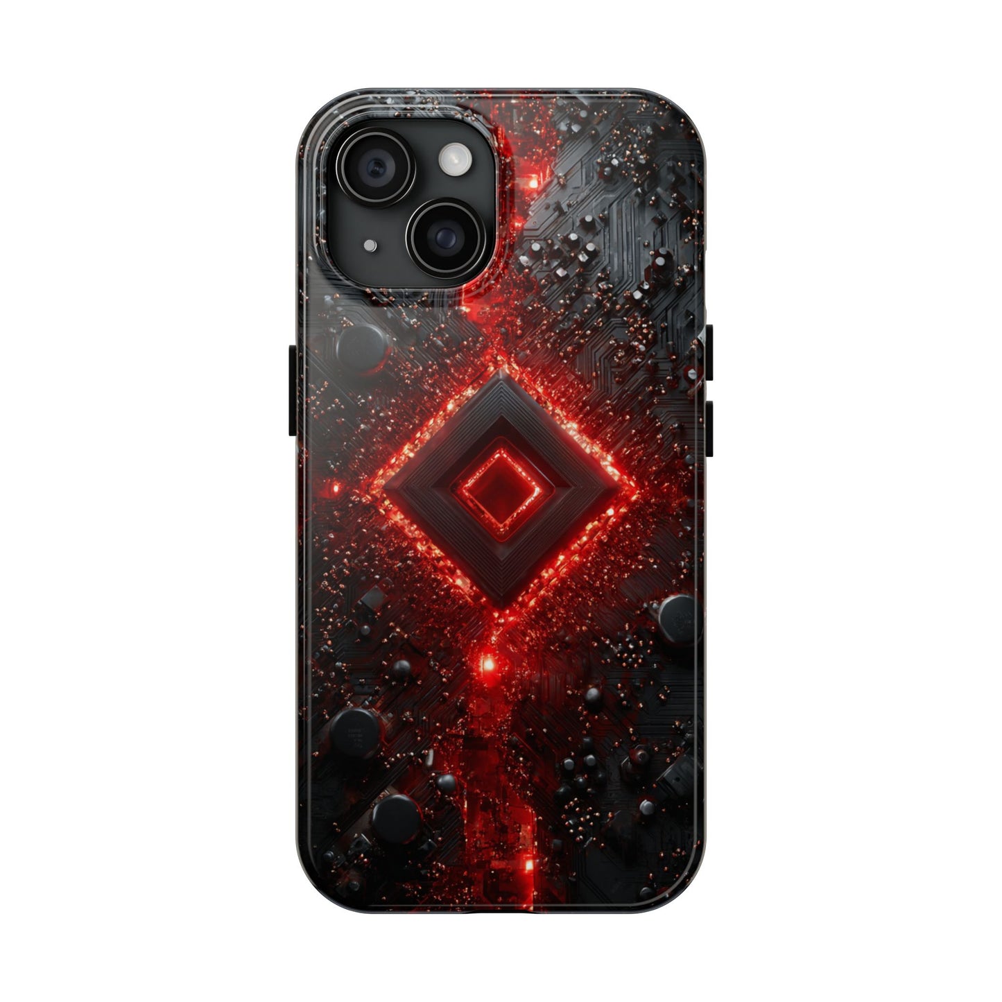 Neon Nexus: Crimson Shard | Sci-Fi Diamond Phone Case by Skipper