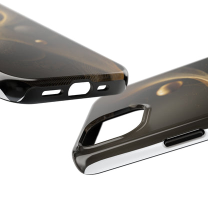 Cosmic Gold Waves Abstract Phone Case – Elegant Black Art