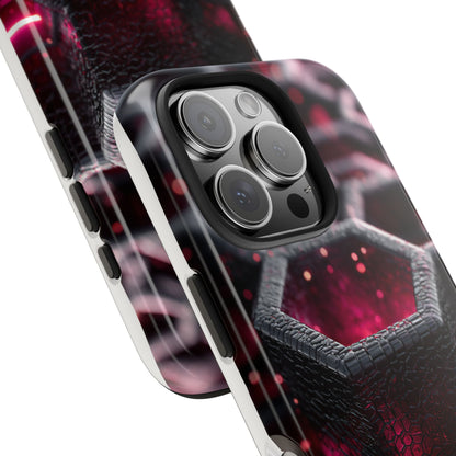 Neon Nexus: Hexwave Hive | Pink Cyber Grid Phone Case by Skipper