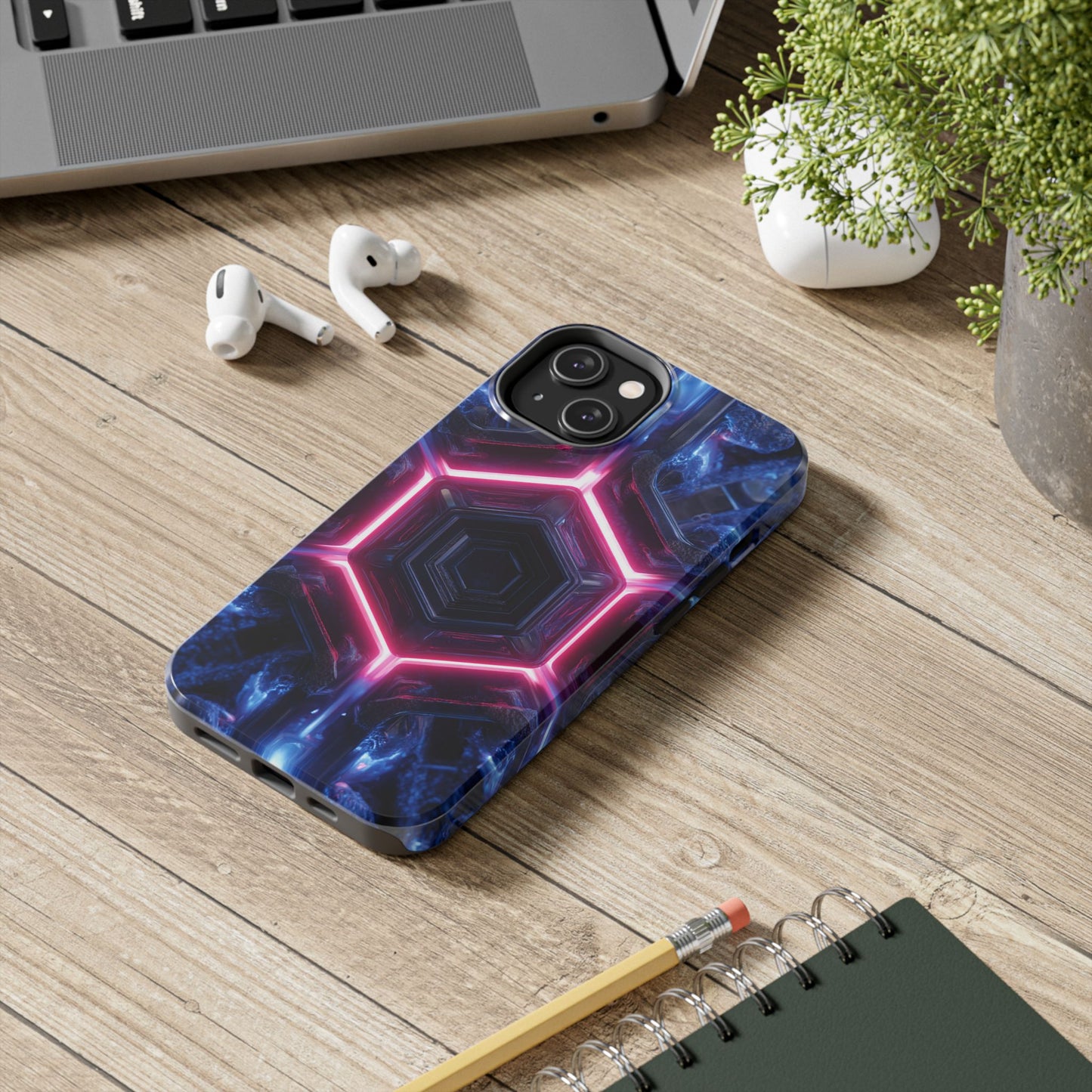 Cybernetic Core Neon Nexus Phone Case - Premium Futuristic Design by Artist Skipper | Glowing Orange Circuit Protection