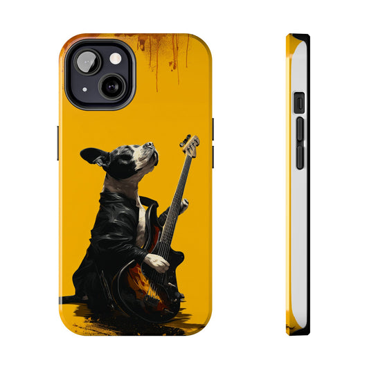Rock Star Dog with Guitar Tough Phone Case – Wearable Art for Pet & Music Enthusiasts
