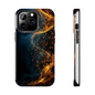 Sleek Tough Phone Cases with Abstract Gold and Blue Design