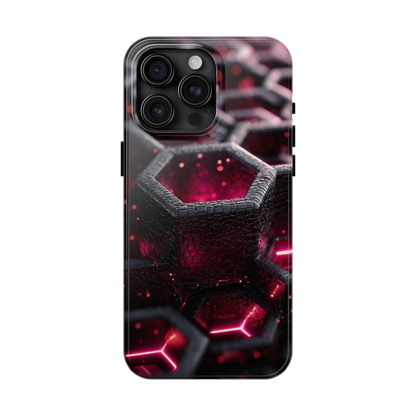 Neon Nexus: Hexwave Hive | Pink Cyber Grid Phone Case by Skipper
