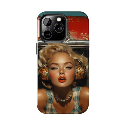Retro Glam Tough Phone Case - Stylish Protection for Music Lovers