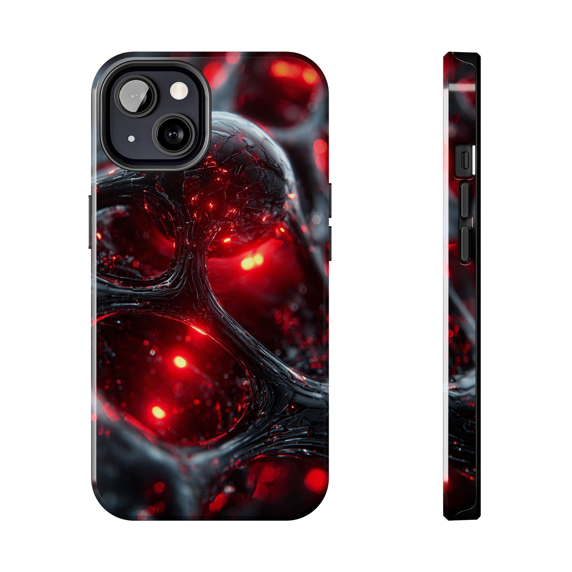 Bold Red Bubble Phone Case by Skipper showing vibrant bubble pattern