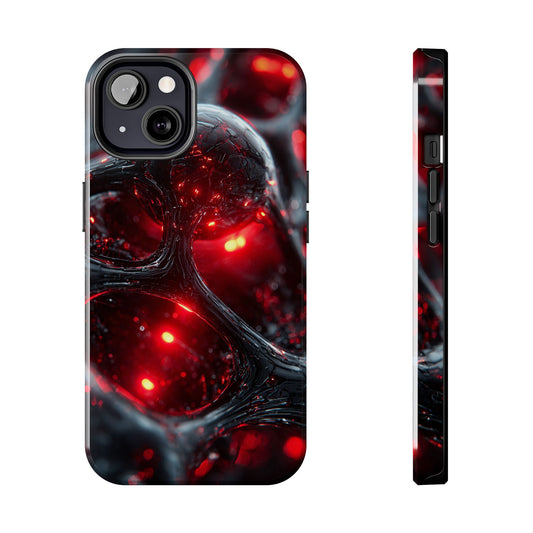 Bold Red Bubble Phone Case by Skipper showing vibrant bubble pattern