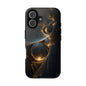 Stylish Tough Phone Case with Elegant Golden Swirls