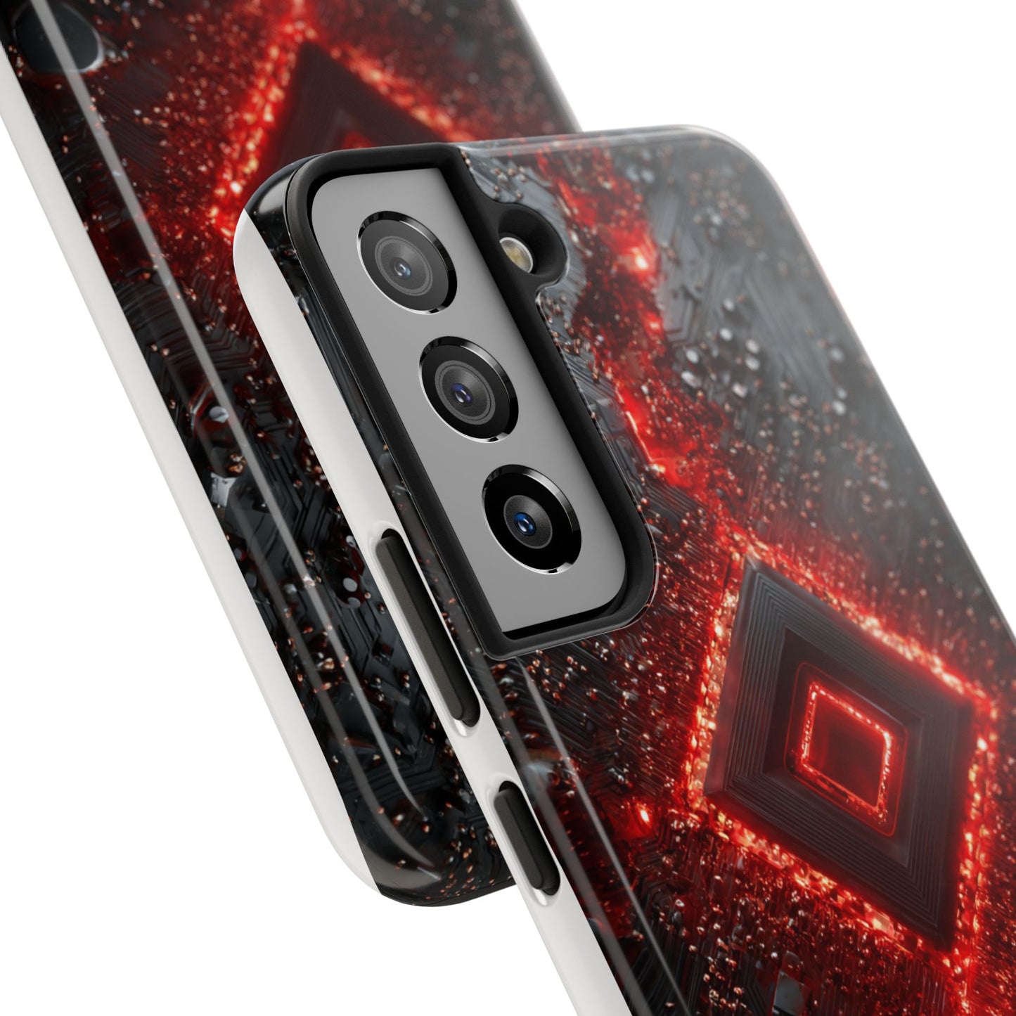 Neon Nexus: Crimson Shard | Sci-Fi Diamond Phone Case by Skipper