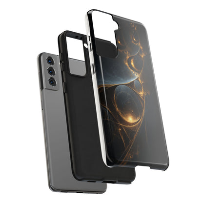 Stylish Tough Phone Case with Elegant Golden Swirls
