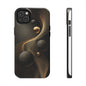 Cosmic Gold Waves Abstract Phone Case – Elegant Black Art