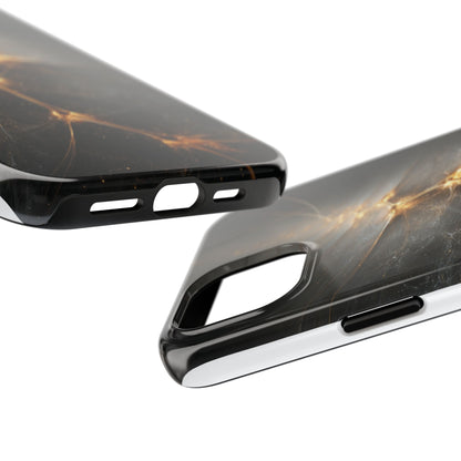 Tough Phone Case - Elegant Gold Fractal Design for Tech Lovers