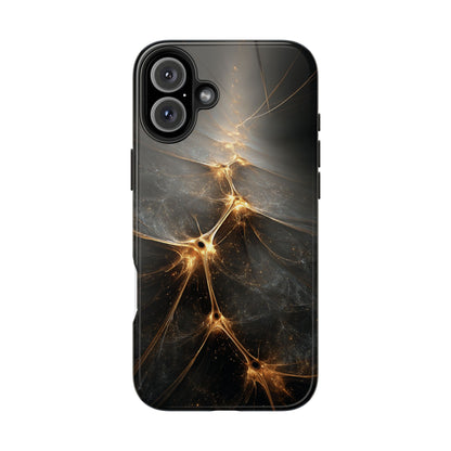 Tough Phone Case - Elegant Gold Fractal Design for Tech Lovers