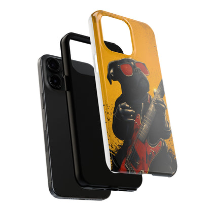 French Bulldog with Red Sunglasses Playing Red Guitar Tough Phone Case