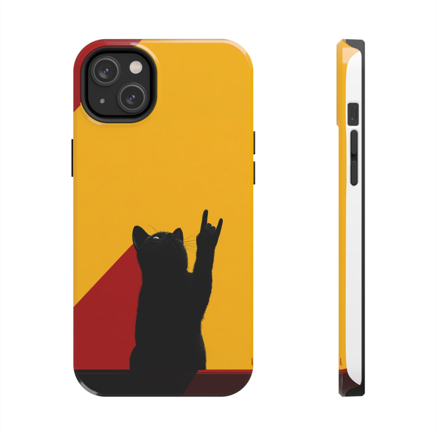 Black Cat Rock Gesture Tough Phone Case