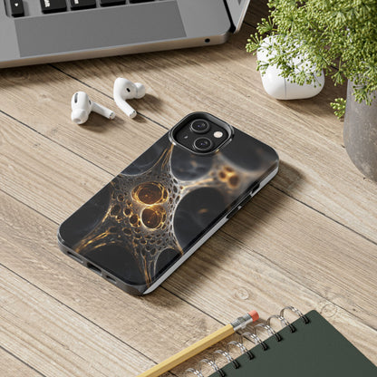 Luxurious Abstract Tough Phone Case - Gold and Black Design
