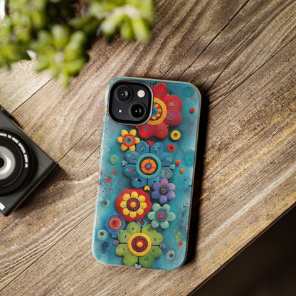 Vibrant Floral Tough Phone Case | Flower Print, Durable Protection, Gift for Nature Lovers, Cute Accessories, Colorful Tech