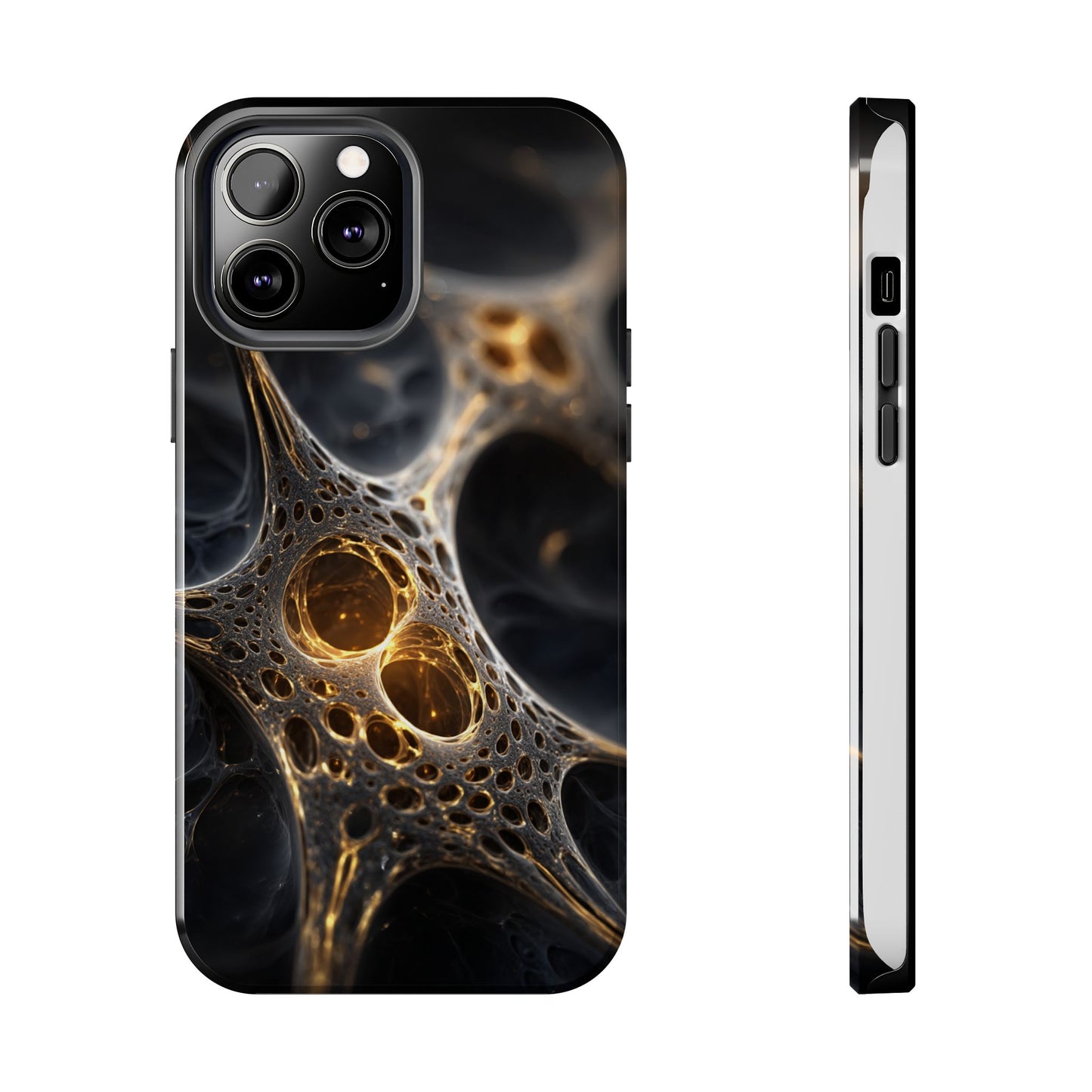 Luxurious Abstract Tough Phone Case - Gold and Black Design