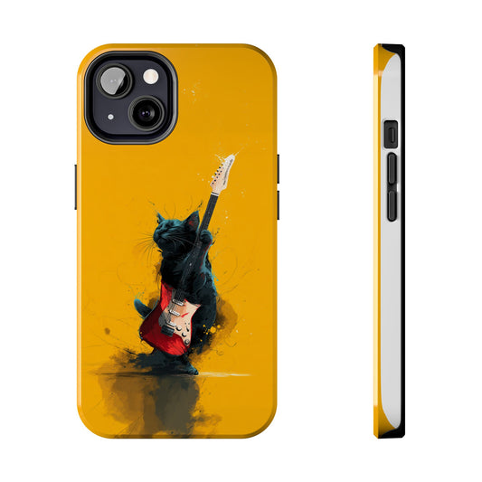 Black Cat Playing Red Guitar Tough Phone Case
