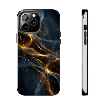 Stylish Tough Phone Case with Golden Swirl Design
