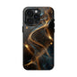 Stylish Tough Phone Case with Elegant Gold Swirl Design