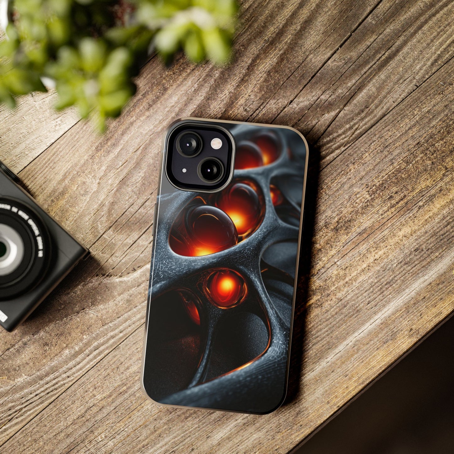 Tough Phone Cases with Fiery Design - Unique Protective Case, Tech Gift, Cyberpunk Aesthetic, Durable Phone Accessory, Trendy Style