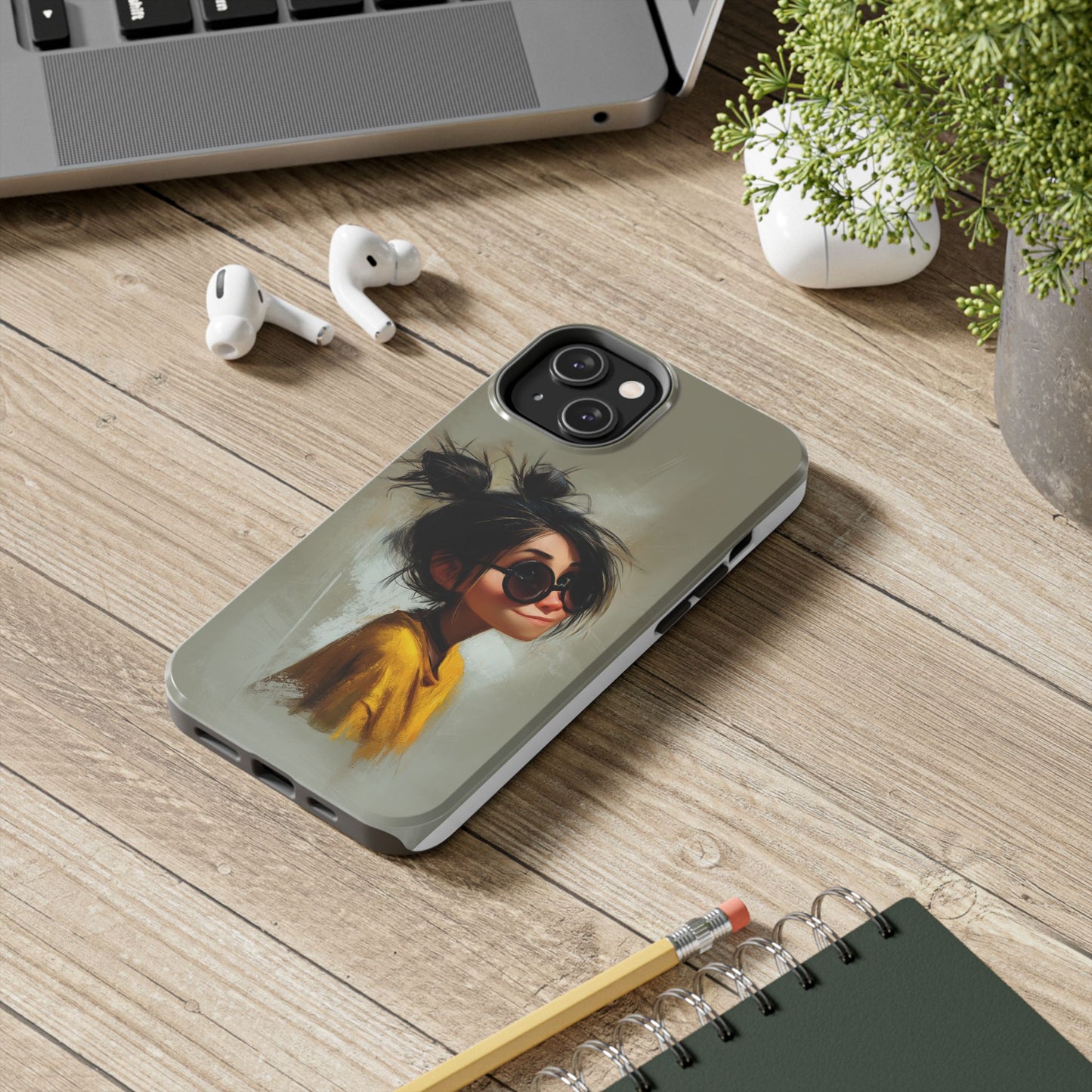 Trendy Tough Phone Case – Stylish Illustrated Girl Design for Fashion Lovers