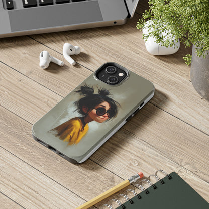 Trendy Tough Phone Case – Stylish Illustrated Girl Design for Fashion Lovers