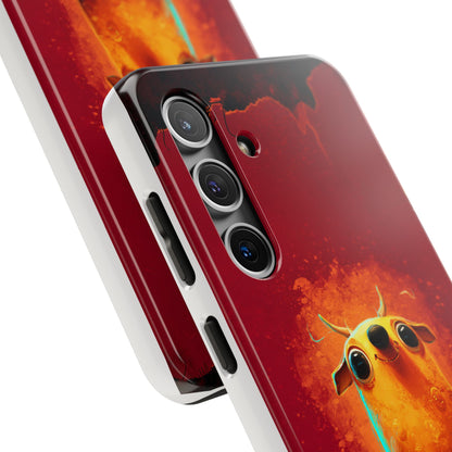 Whimsical Tough Phone Case - Cute Orange Monster Design