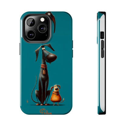 Whimsical Dog Art Tough Phone Case - Durable Protection for Pet Lovers