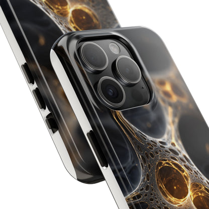 Luxurious Abstract Tough Phone Case - Gold and Black Design